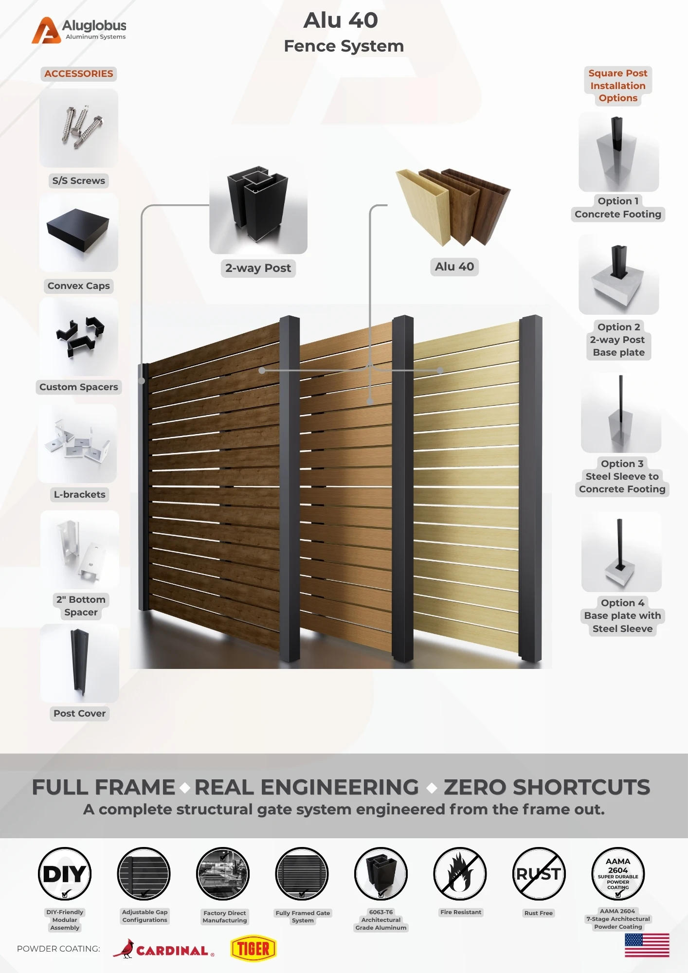 ALU40 woodgrain fence system sheet