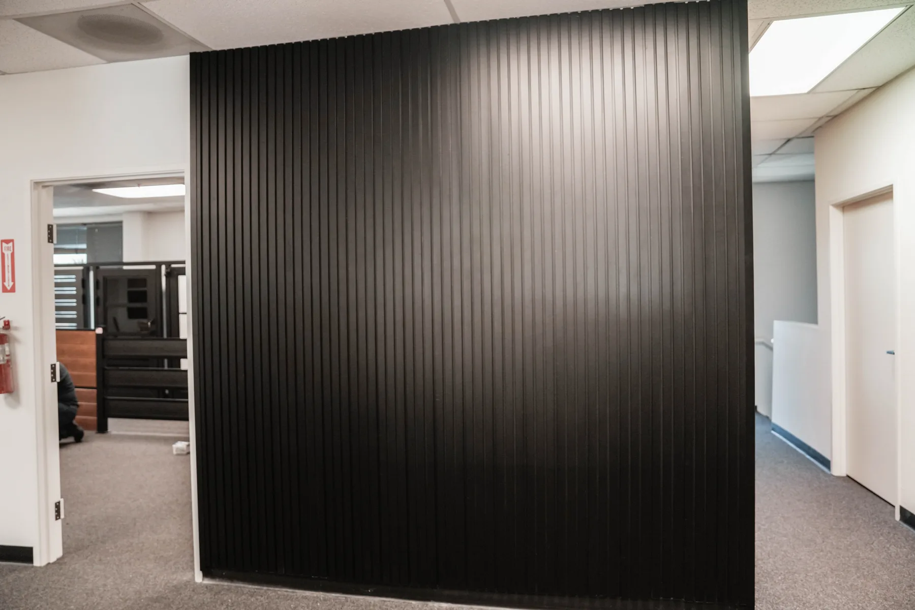 Black aluminum cladding feature wall