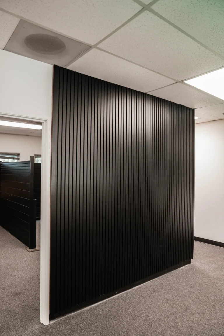 Black vertical aluminum cladding wall