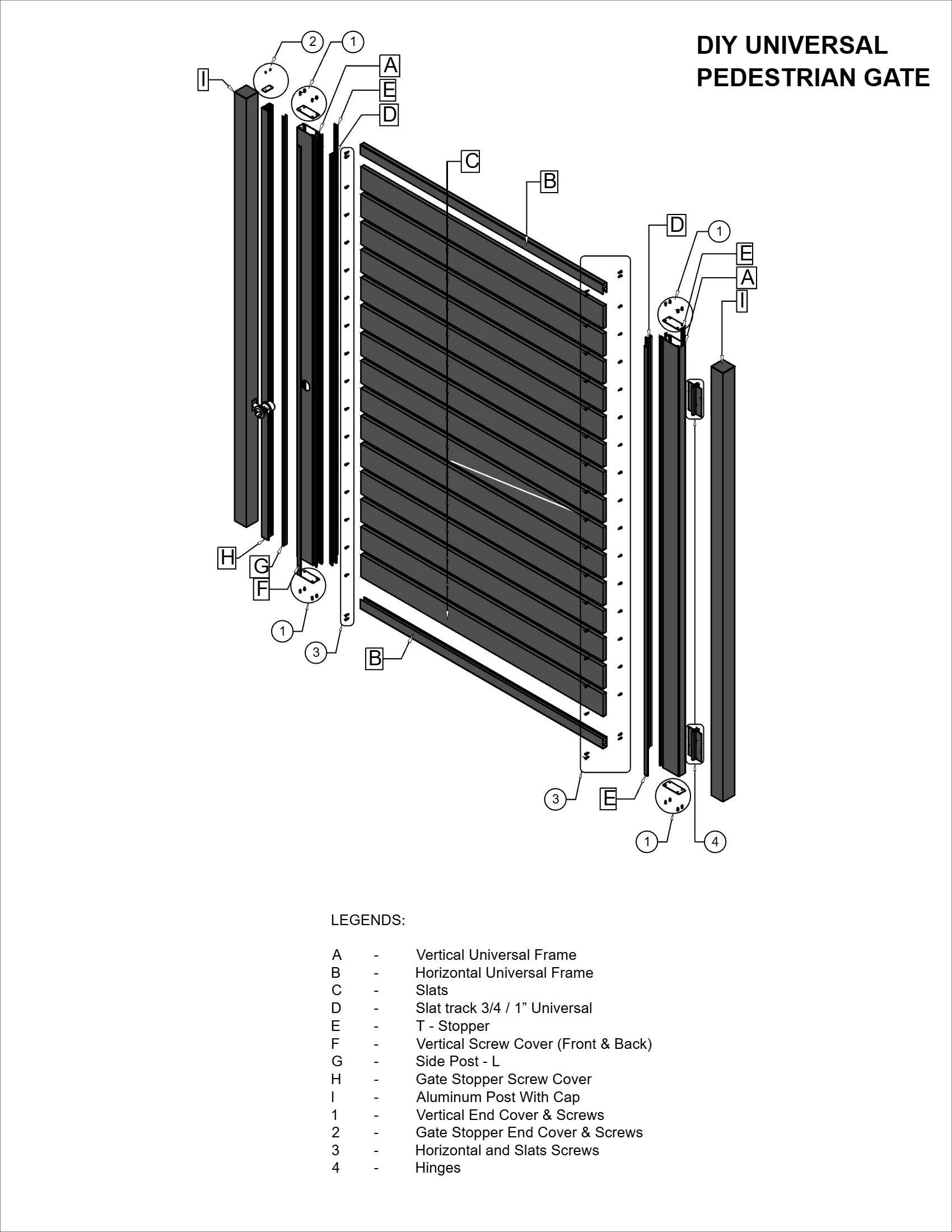 DIY Universal gate exploded drawing
