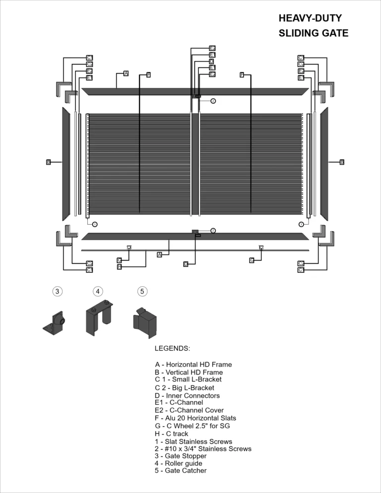 Heavy-duty sliding gate exploded drawing