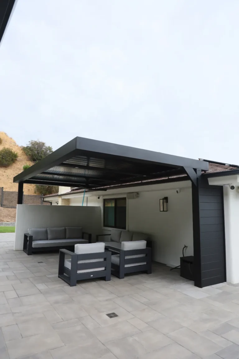 Burbank louvered patio cover, vertical view