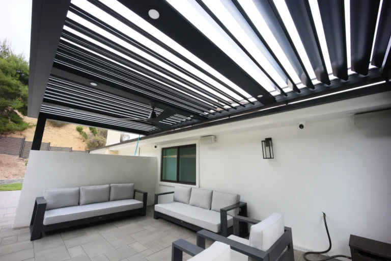 Louvers open to the sky on a Burbank patio cover