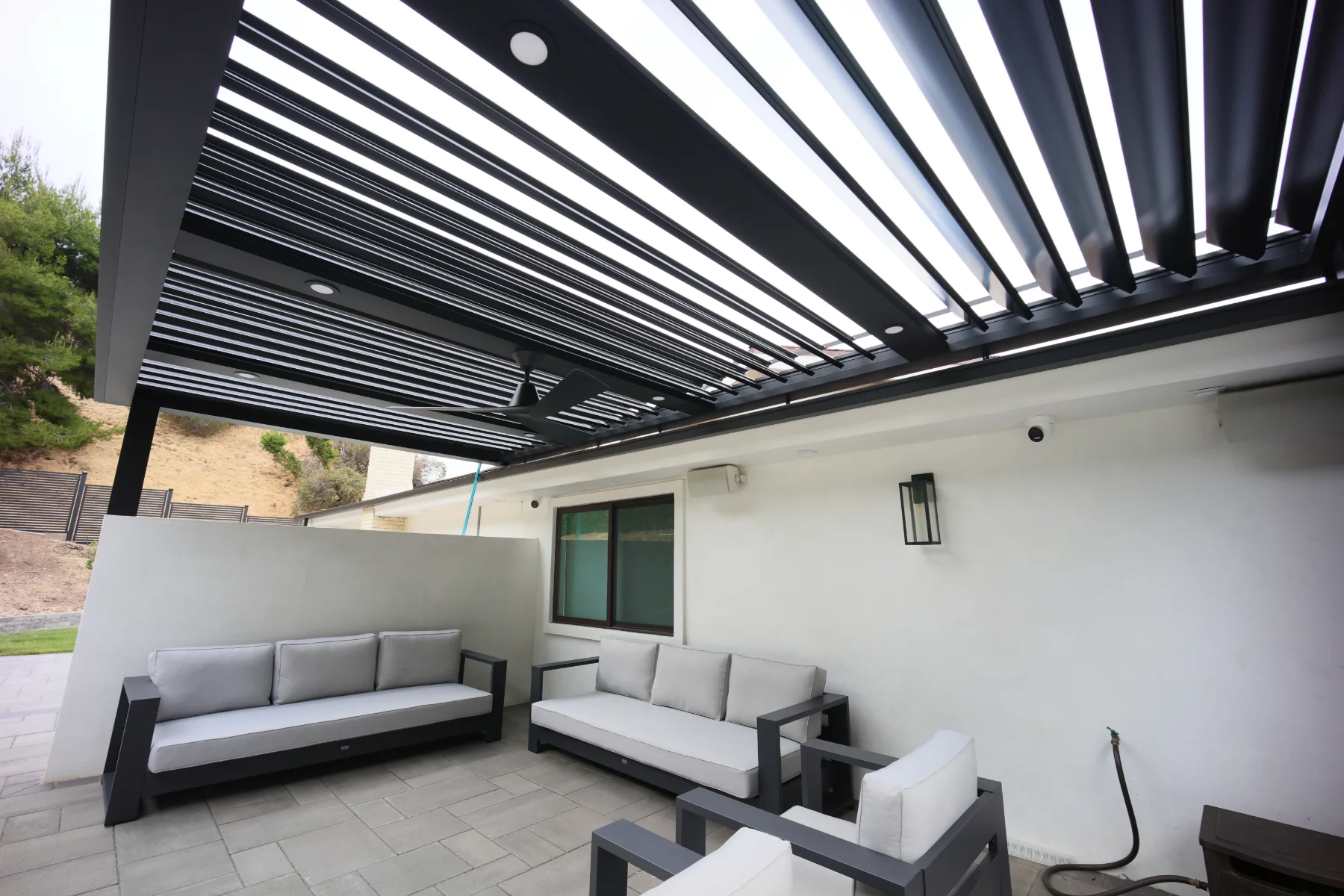 Louvers open to the sky on a Burbank patio cover