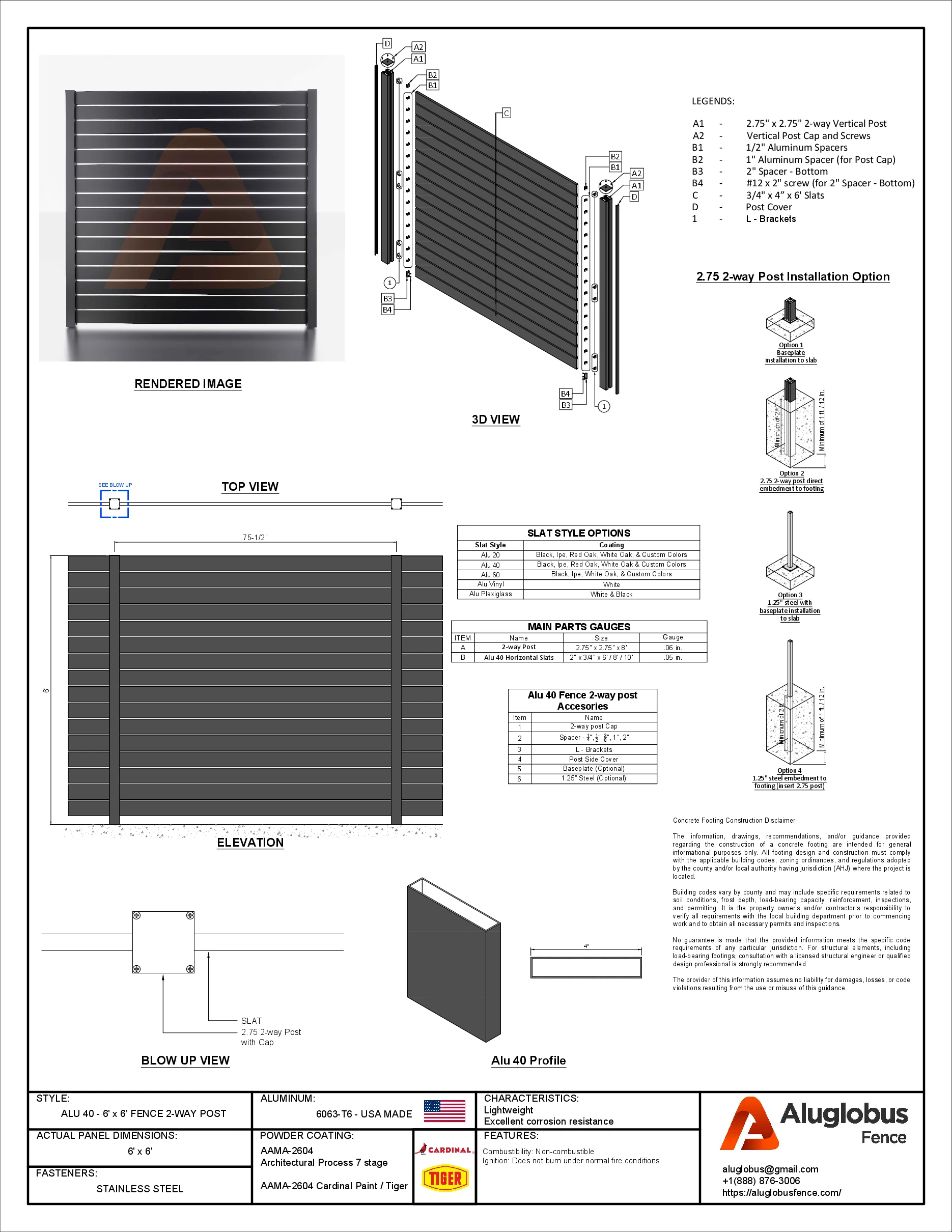 ALU40 fence on the 2-way post system