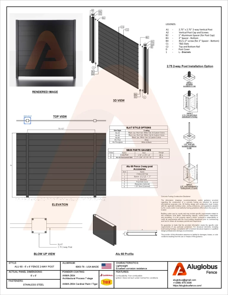 ALU50/60 T&G fence on the 2-way post system