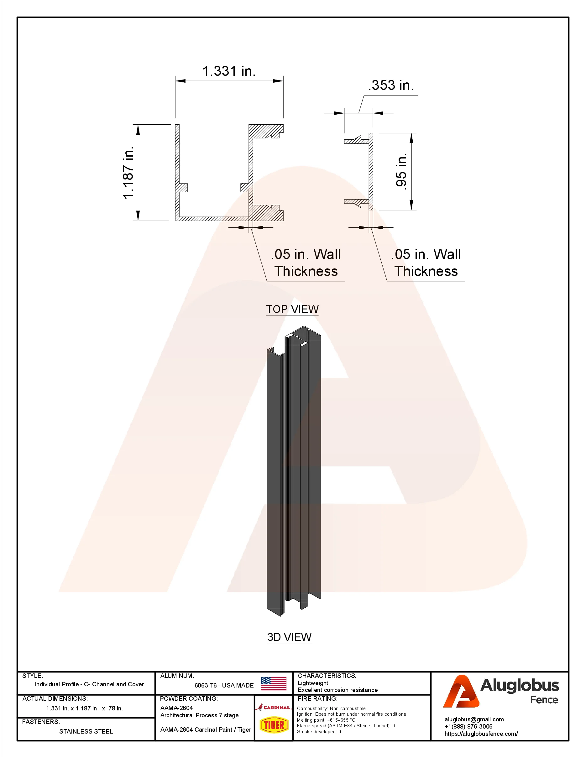 C-channel and cover profile