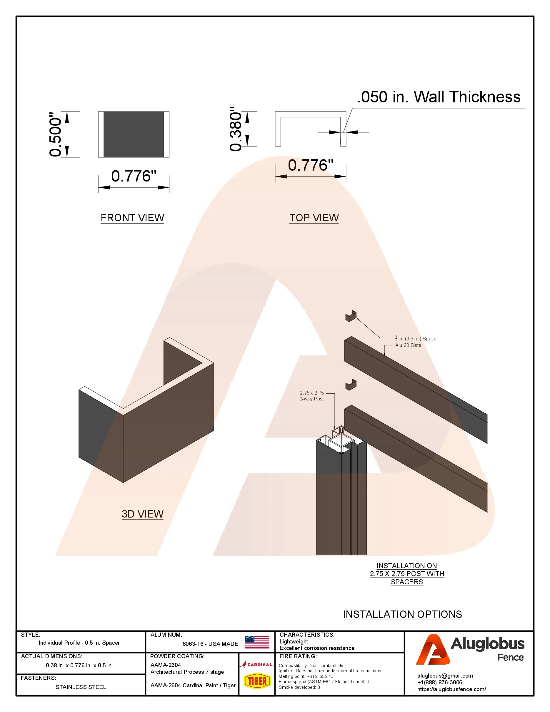 1/2″ spacer profile