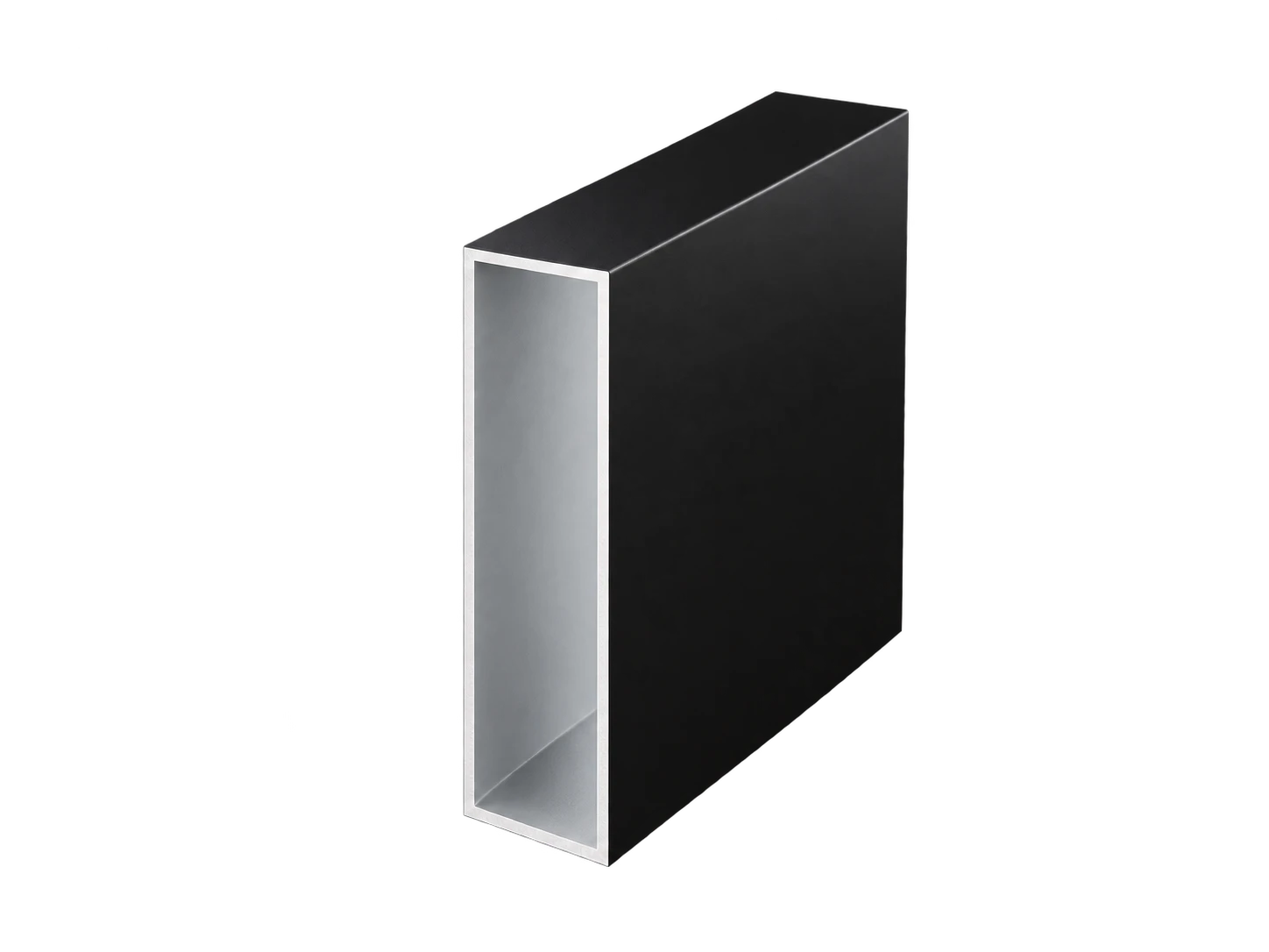 Charcoal aluminum architectural beam with a tall rectangular hollow profile