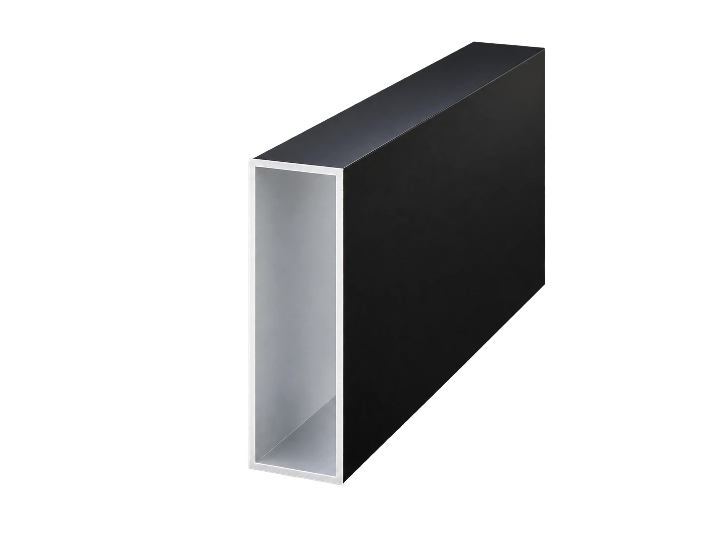 Charcoal aluminum rectangular beam profile illustration for the 2-by-8-inch option