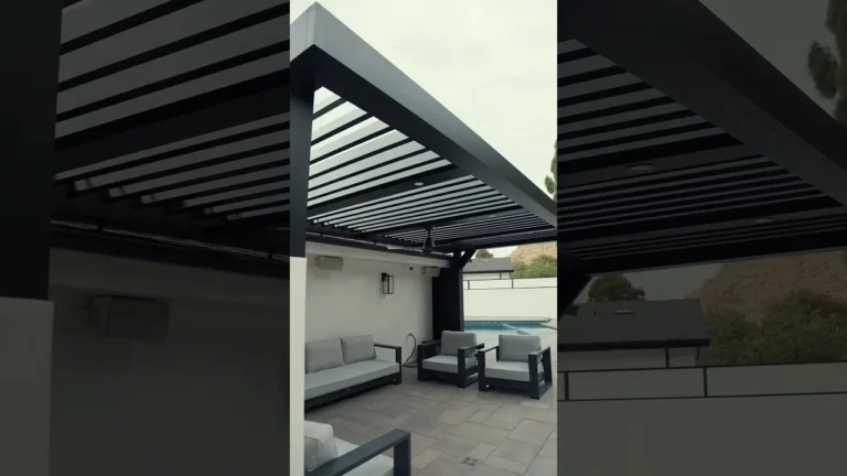 Automatic louver patio with LED lights, speakers and fans